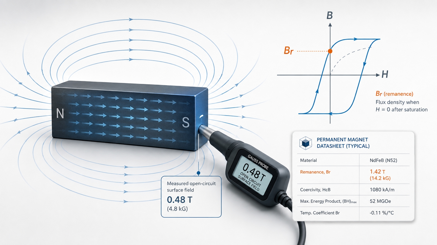 Remanence (Br) Explained: What the Number on Your Magnet Datasheet Actually Promises